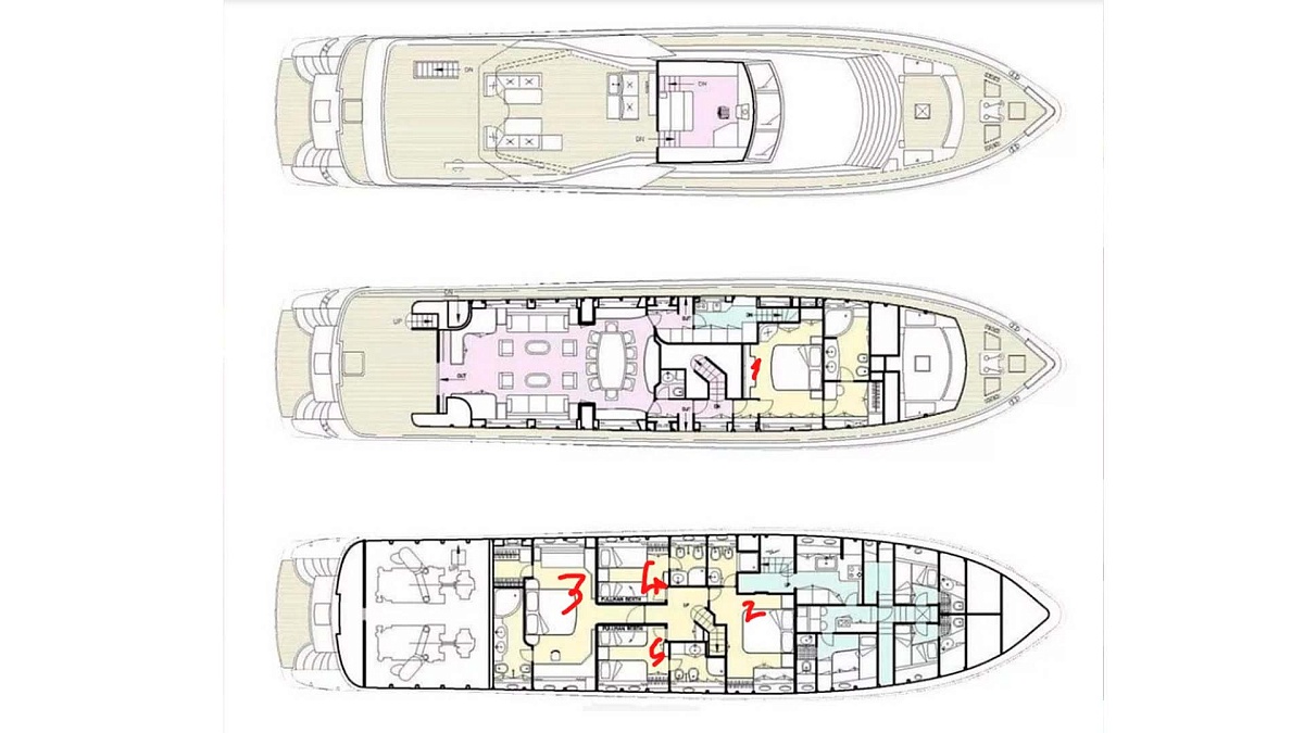 Аренда моторной яхты Falcon 106 Demarest на Пхукете - Таиланд - планы палуб